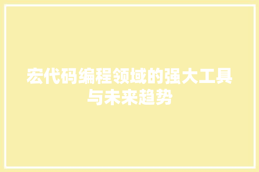 宏代码编程领域的强大工具与未来趋势