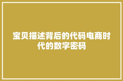 宝贝描述背后的代码电商时代的数字密码