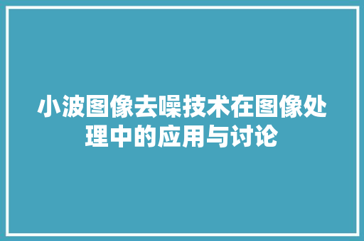 小波图像去噪技术在图像处理中的应用与讨论