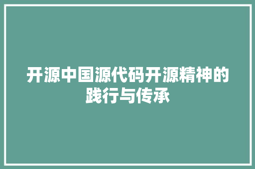 开源中国源代码开源精神的践行与传承