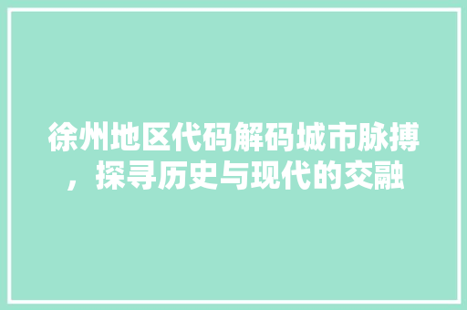 徐州地区代码解码城市脉搏，探寻历史与现代的交融