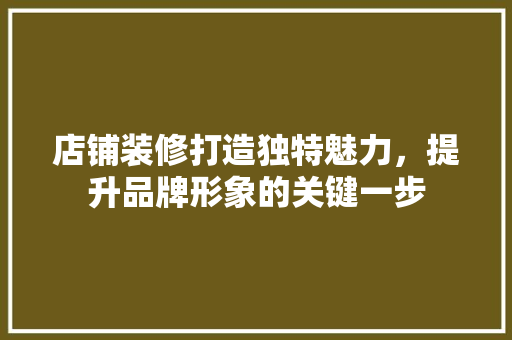 店铺装修打造独特魅力，提升品牌形象的关键一步