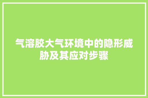 气溶胶大气环境中的隐形威胁及其应对步骤