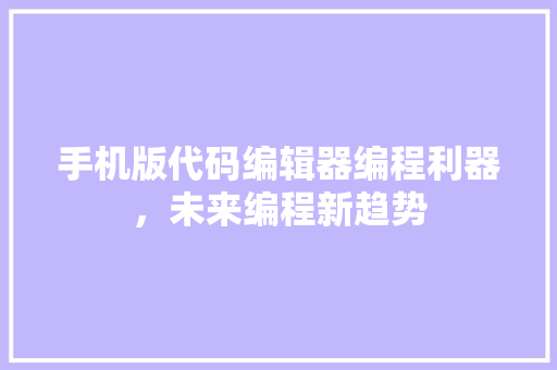 手机版代码编辑器编程利器，未来编程新趋势