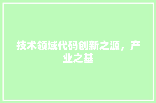 技术领域代码创新之源，产业之基