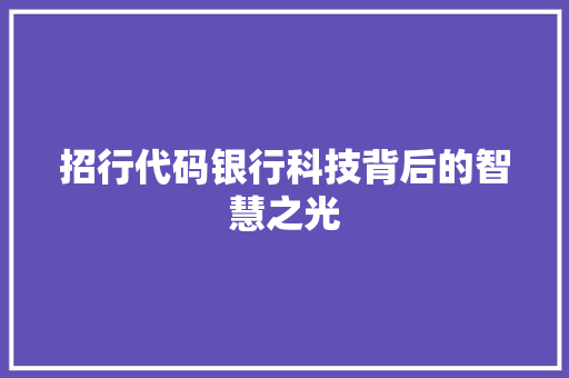 招行代码银行科技背后的智慧之光