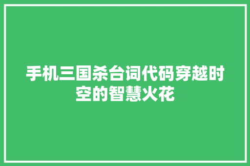 手机三国杀台词代码穿越时空的智慧火花