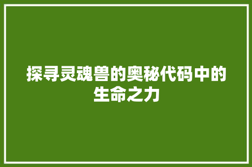 探寻灵魂兽的奥秘代码中的生命之力