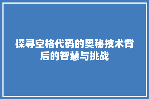 探寻空格代码的奥秘技术背后的智慧与挑战