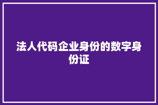 法人代码企业身份的数字身份证