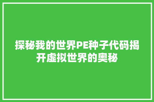 探秘我的世界PE种子代码揭开虚拟世界的奥秘
