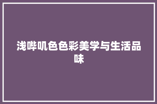 浅哔叽色色彩美学与生活品味