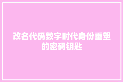 改名代码数字时代身份重塑的密码钥匙