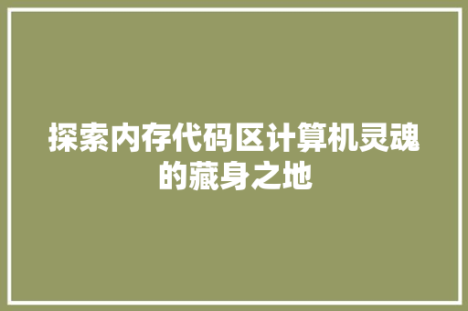 探索内存代码区计算机灵魂的藏身之地