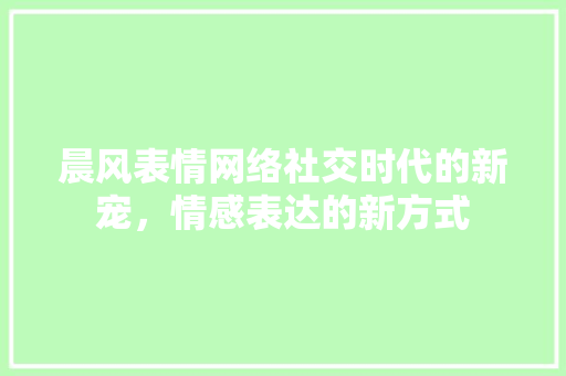 晨风表情网络社交时代的新宠，情感表达的新方式