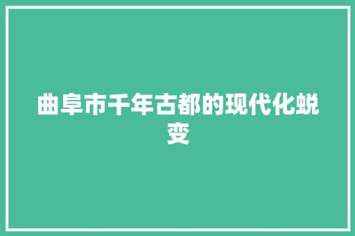 曲阜市千年古都的现代化蜕变