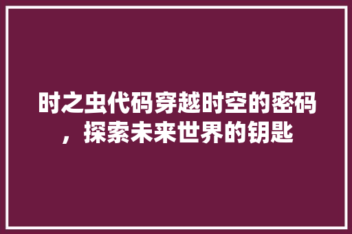 时之虫代码穿越时空的密码，探索未来世界的钥匙