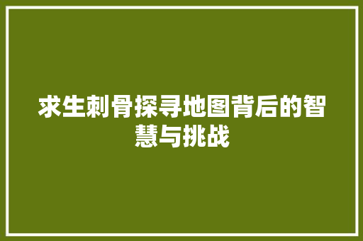 求生刺骨探寻地图背后的智慧与挑战