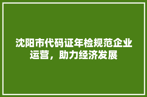 沈阳市代码证年检规范企业运营，助力经济发展