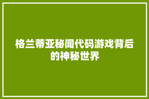 格兰蒂亚秘闻代码游戏背后的神秘世界