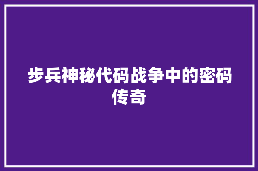 步兵神秘代码战争中的密码传奇