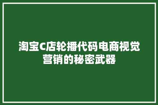 淘宝C店轮播代码电商视觉营销的秘密武器