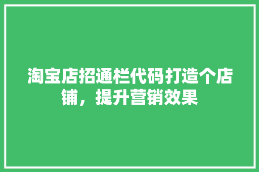淘宝店招通栏代码打造个店铺，提升营销效果