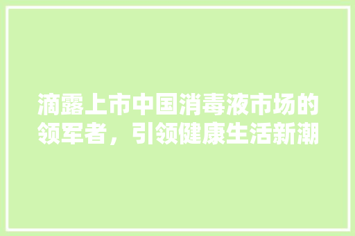 滴露上市中国消毒液市场的领军者，引领健康生活新潮流