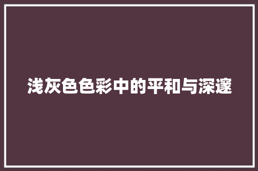 浅灰色色彩中的平和与深邃