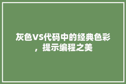 灰色VS代码中的经典色彩，提示编程之美