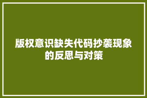 版权意识缺失代码抄袭现象的反思与对策