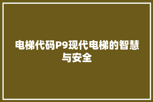 电梯代码P9现代电梯的智慧与安全