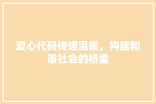 爱心代码传递温暖，构建和谐社会的桥梁