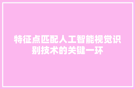 特征点匹配人工智能视觉识别技术的关键一环