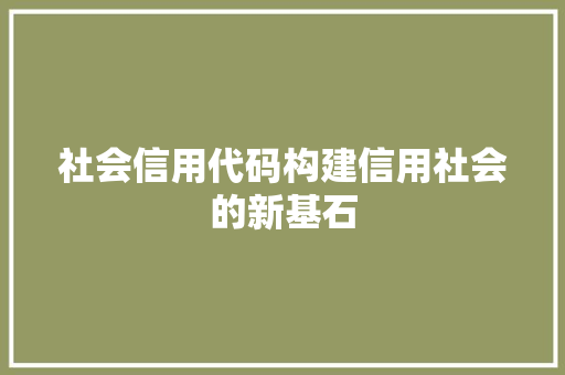 社会信用代码构建信用社会的新基石