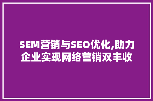 SEM营销与SEO优化,助力企业实现网络营销双丰收