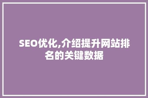 SEO优化,介绍提升网站排名的关键数据