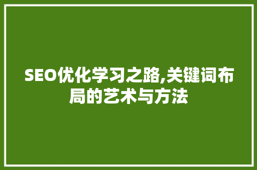 SEO优化学习之路,关键词布局的艺术与方法