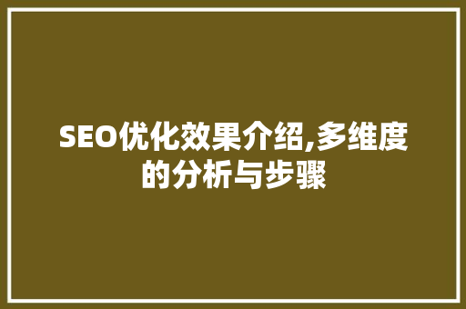 SEO优化效果介绍,多维度的分析与步骤