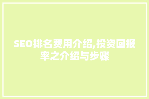 SEO排名费用介绍,投资回报率之介绍与步骤
