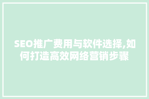 SEO推广费用与软件选择,如何打造高效网络营销步骤