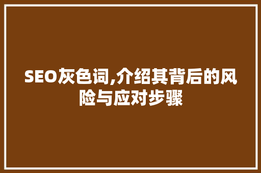 SEO灰色词,介绍其背后的风险与应对步骤