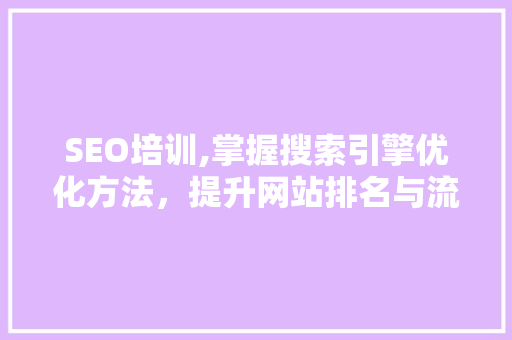 SEO培训,掌握搜索引擎优化方法，提升网站排名与流量