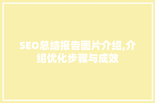SEO总结报告图片介绍,介绍优化步骤与成效